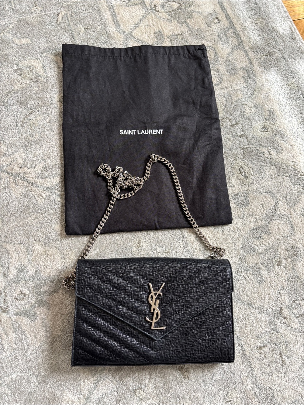 Saint Laurent Quilted Monogram Medium Wallet On Chain